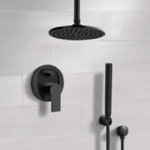 Remer SFH76 Matte Black Ceiling Rain Shower System with Handheld, Rainfall Shower Head, Shower Faucet Set